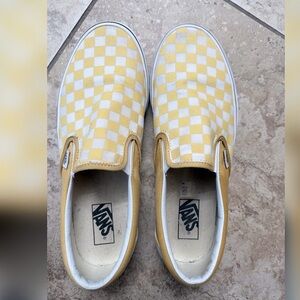 Vans Classic Yellow and White Checkered Slip-Ons